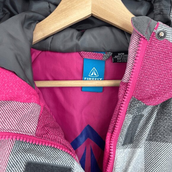 Aqua base Elite Firefly Girls Size Medium Pink Gray Hooded Ski Snow Jacket Shell - Picture 5 of 12